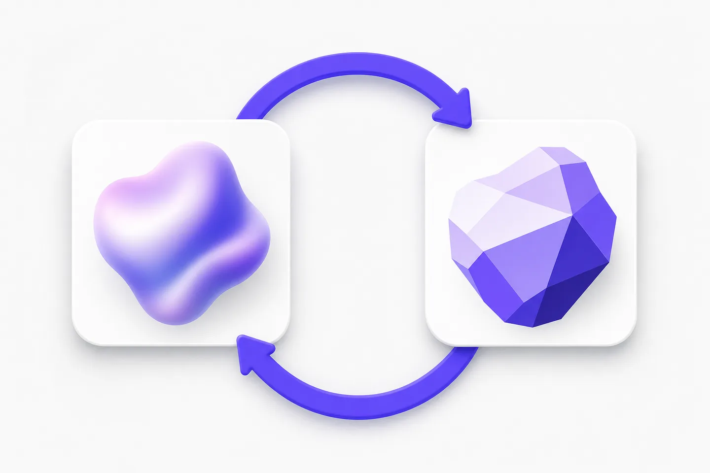 Two cards linked by a circular arrow, showing the SVG converter working in both directions